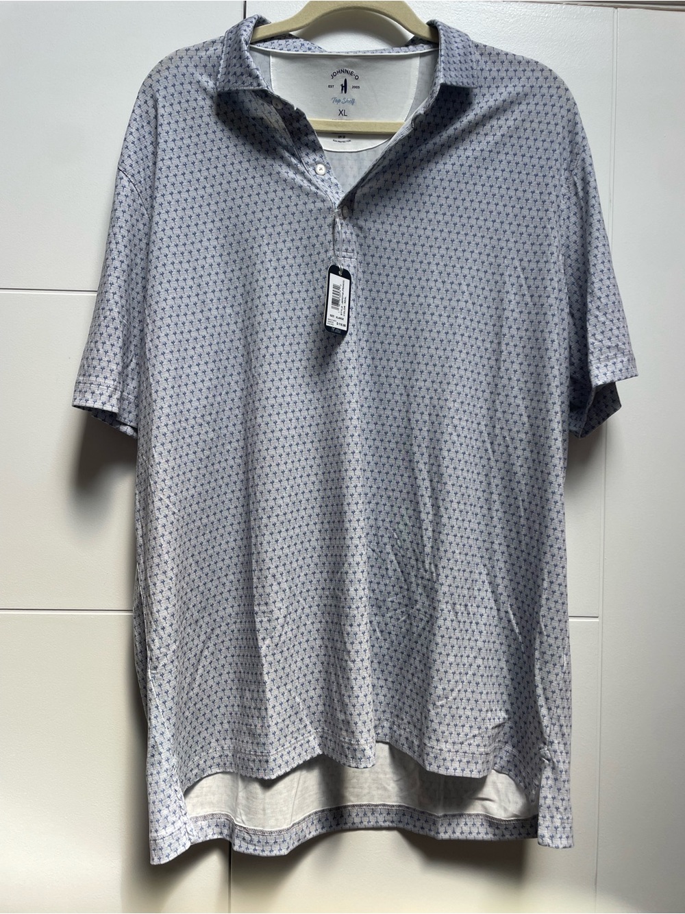 Johnnie-O Performance Polo Shirt Mens XL Blue Print Golf NEW